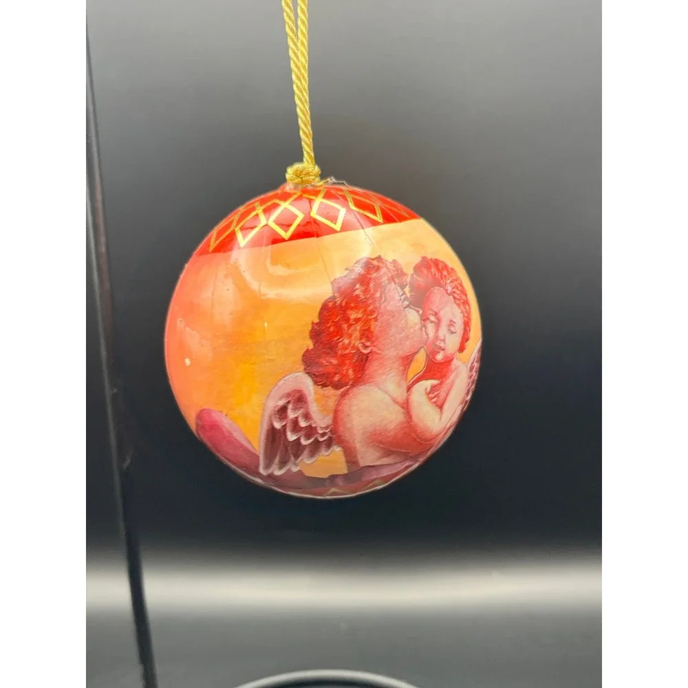 Set of 11‎ Angel Christmas Ornaments Paper Mache Cherub Round Decorative Balls